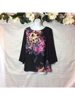 Rose & Olive Black Floral Top